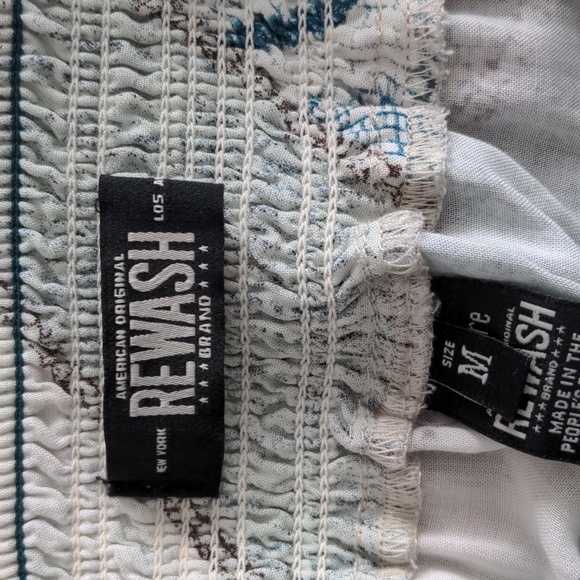 REWASH | Bohemian Pull On Shorts with Pockets, White & Blue, Womens M - Picture 8 of 10